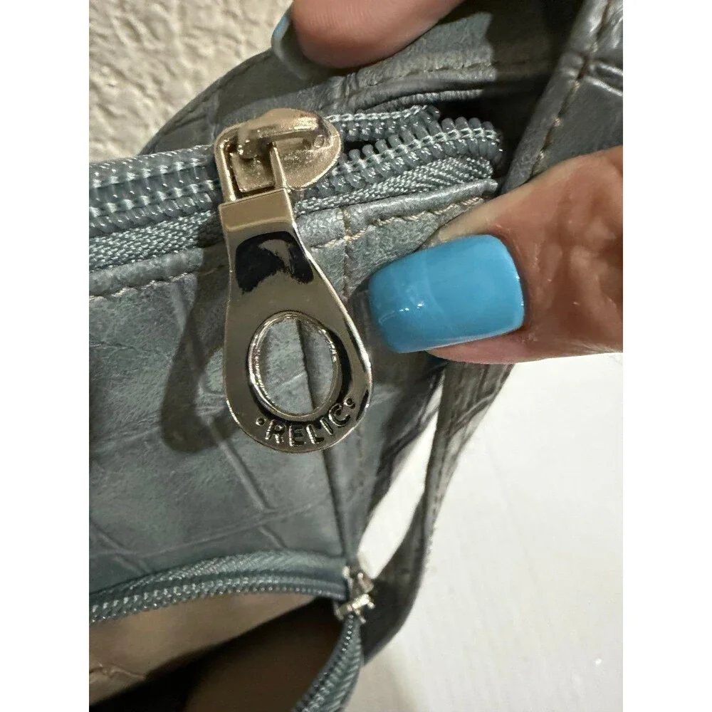 Relic Gray Croc Embossed Crossbody Bag Adjustable Strap